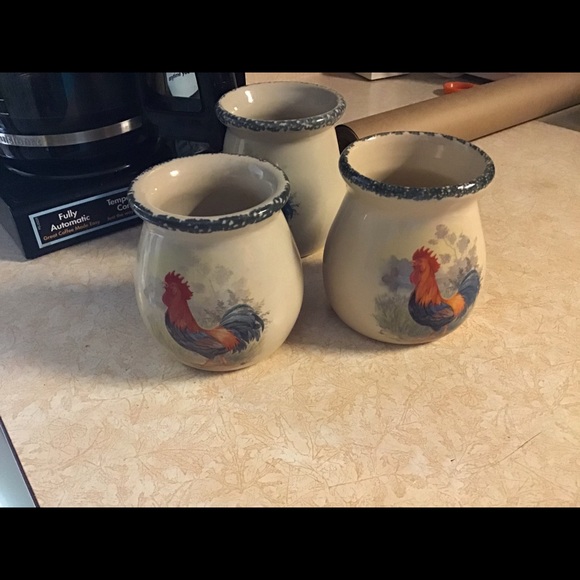 HOME & GARDEN PARTY  pottery containers w/Roosters - Picture 3 of 13